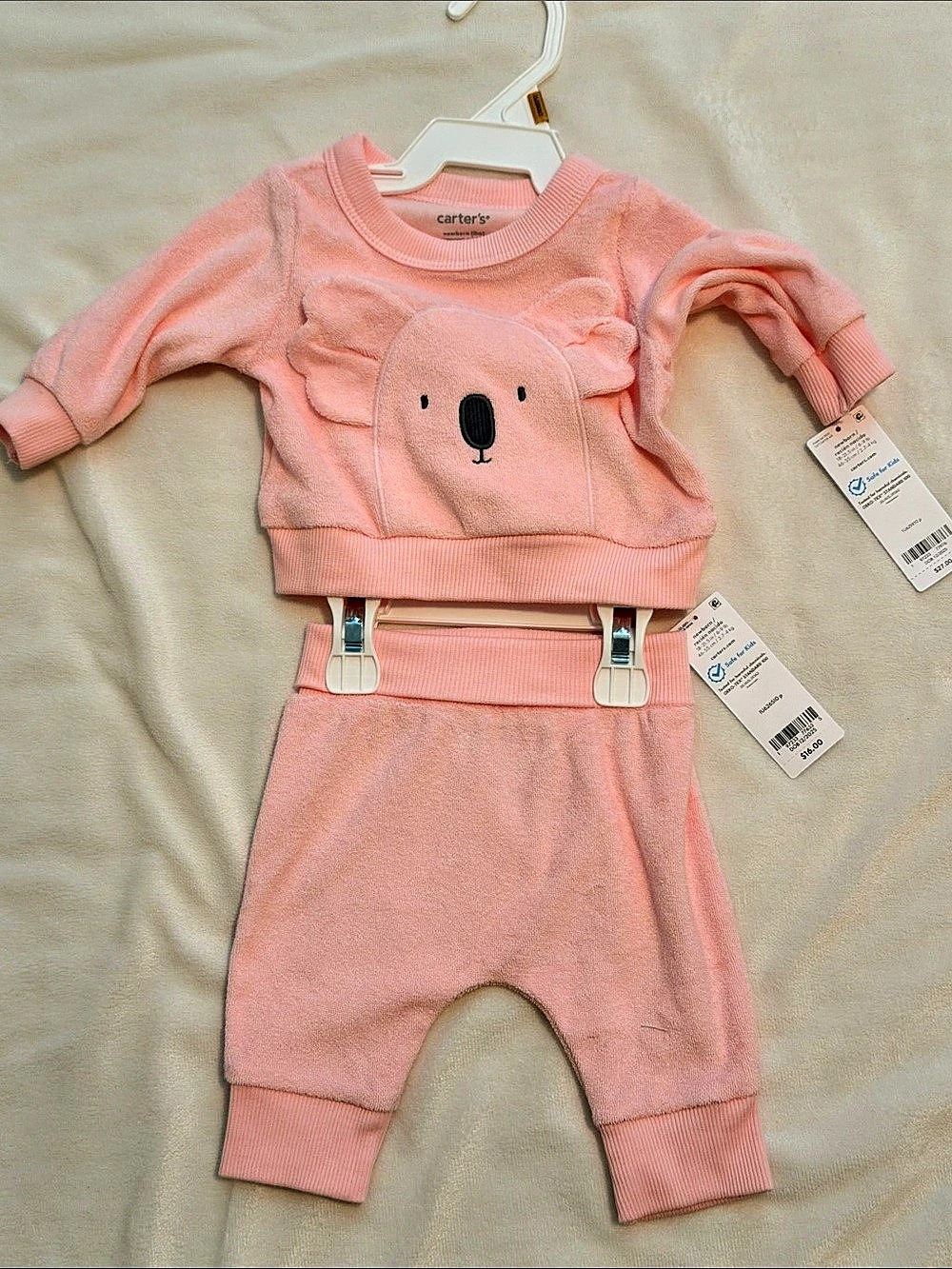 carter's Baby Girl 2-Piece Koala Terry Pullover Sweatshirt & Pant Set Pink